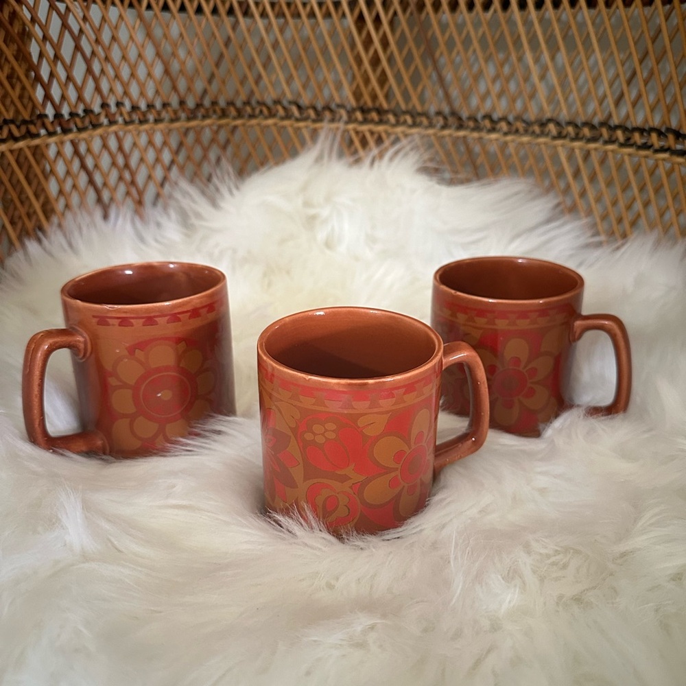 Set of 3 Vintage Japanese Floral Mugs